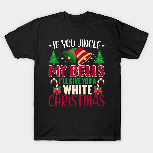 If You Jingle My Bells I'll Give You A White Christmas, Naughty Christmas Quote, Funny T-Shirt by PorcupineTees